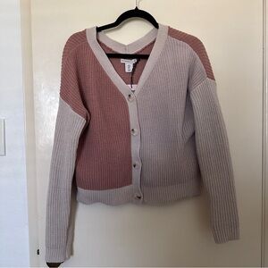 Sincerely Jules Colorblock V-Neck button down Cardigan Sweater size L